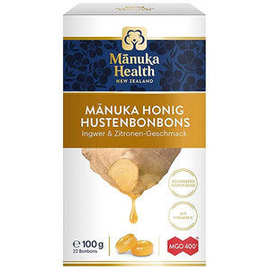 Manuka Honig Ingwer Bonbon Manuka Health Vorderseite