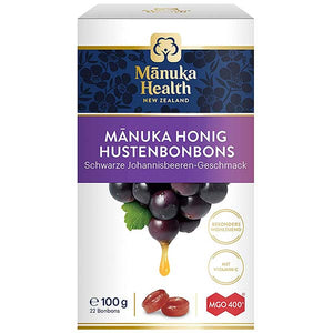 Manuka Honig Schwarze Johannisbeere Bonbon Manuka Health Vorderseite