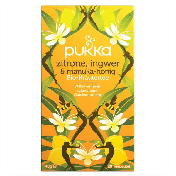 Pukka Manuka Honig Zitrone Ingwer Tee Ansicht Vorderseite Verpackung