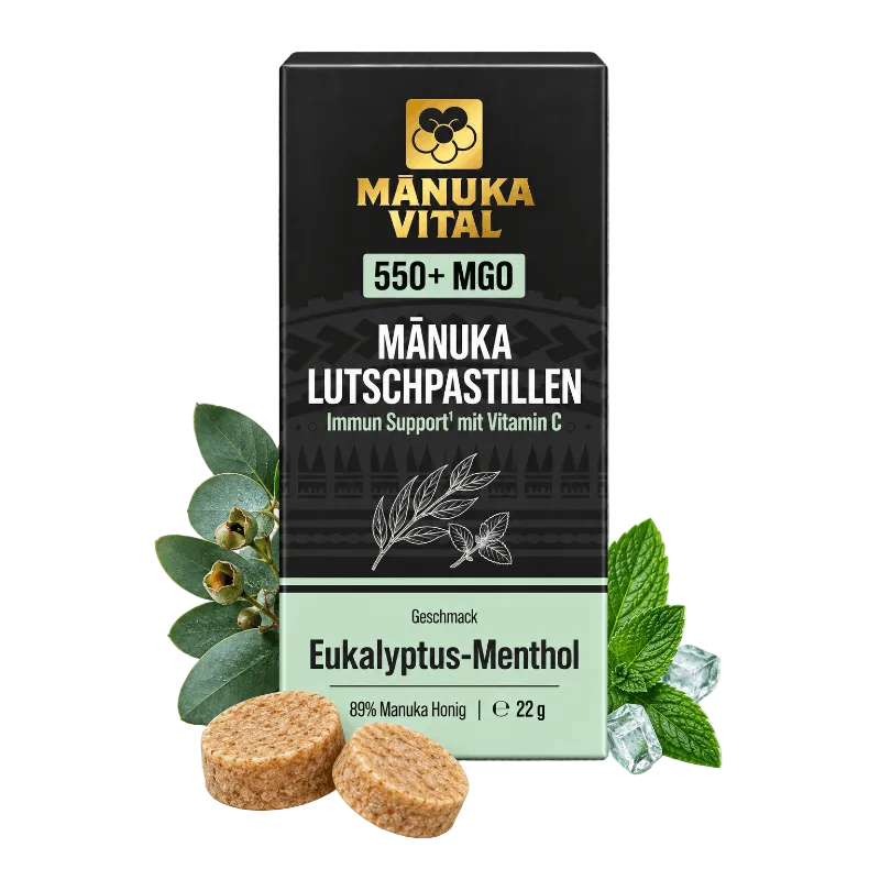 Produktbild Manuka Lutschpastillen mit Eukalyptus-Menthol & Vitamin C