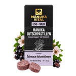 Verpackung Manuka Lutschpastillen Schwarze Johannisbeere