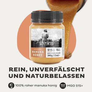 Steens Manuka Honig MGO 515+ ist ein unverfälschter Manuka Honig