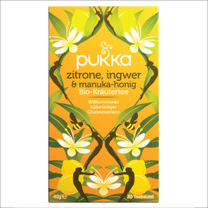 Pukka Manuka Honig Zitrone Ingwer Tee Ansicht Vorderseite Verpackung